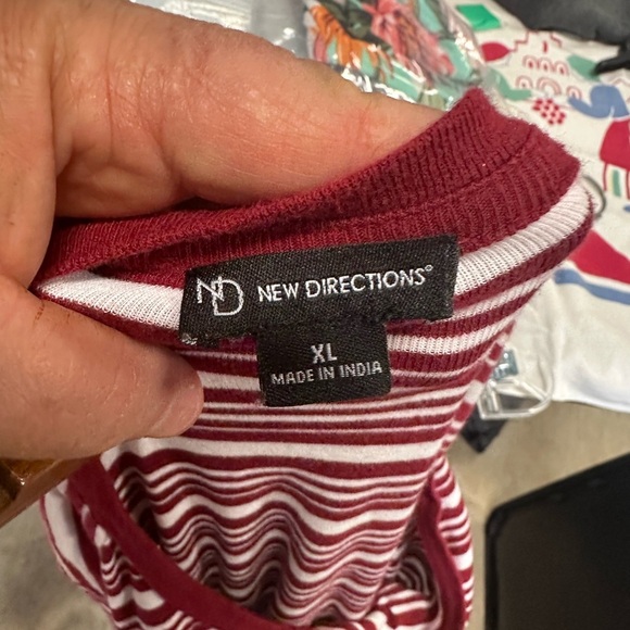 Striped Long Sleeve Top - Red and White - Picture 3 of 4